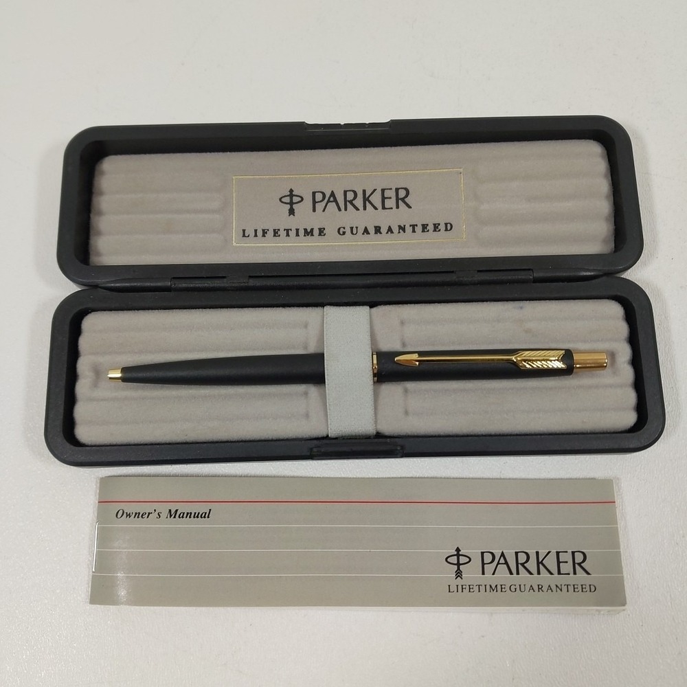 Parker‎ Insignia Ballpoint Pen Matte Black & Gold Trim Made In USA Tested In Box